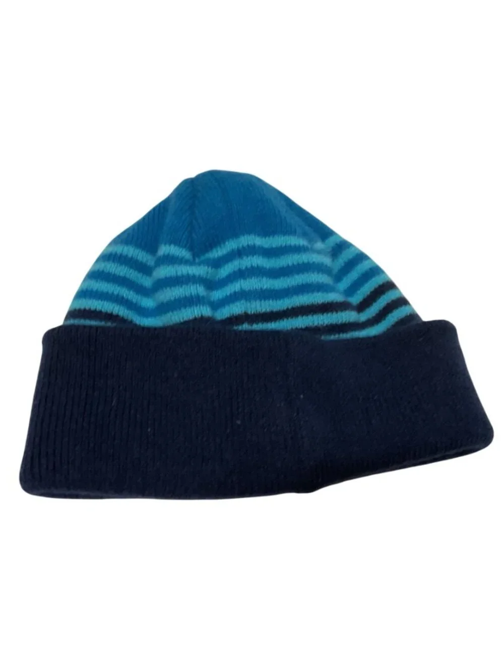 Nike Infant Blue & Navy Striped Knit Beanie With Embroidered Logo Acrylic